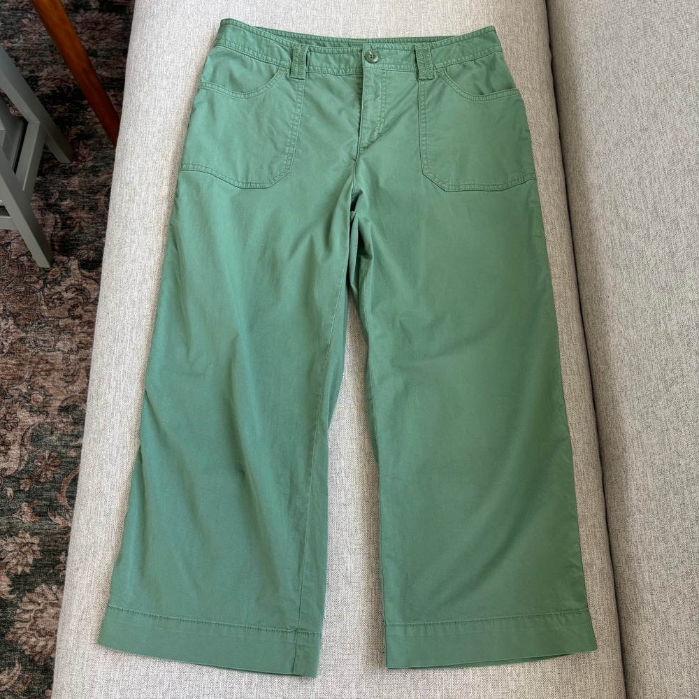 Vintage Rafaella‎ Petites Pants 8P Green Wide Leg Crop Utility Y2K Gorpcore